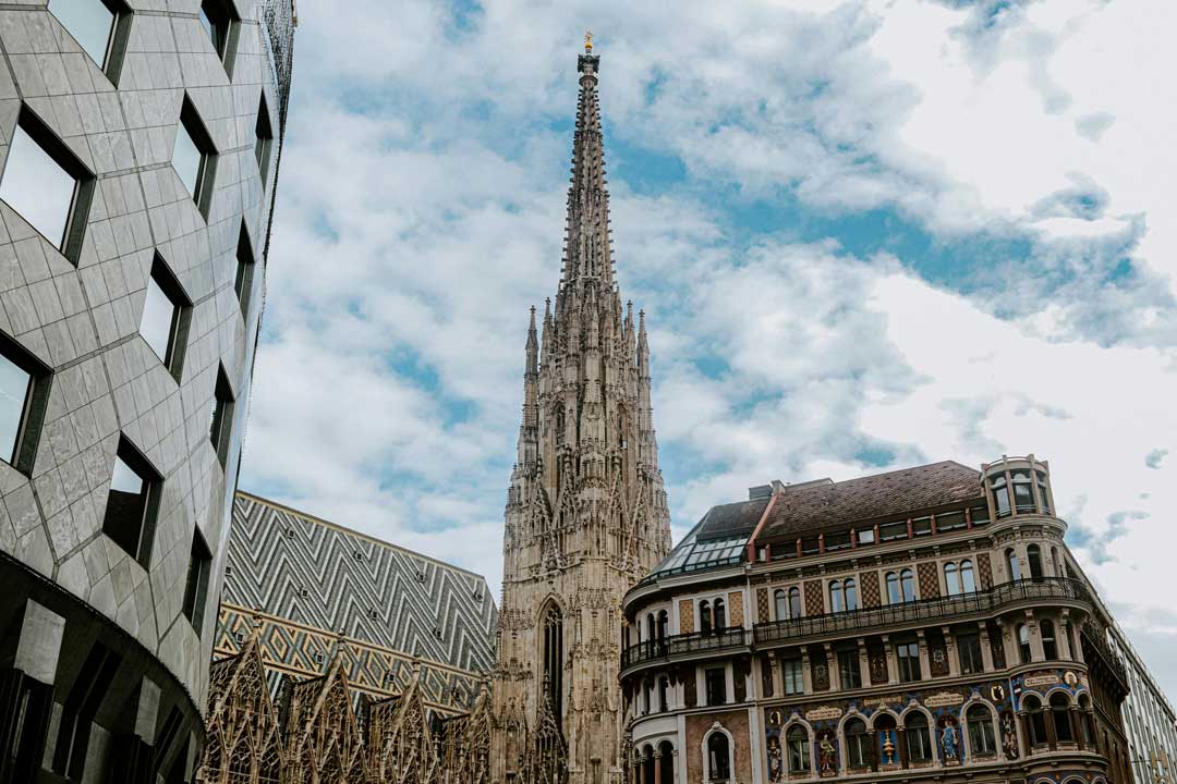 View of the Stephansdom with beautiful blue sky in the back in Viennas 1st district (Inner City)