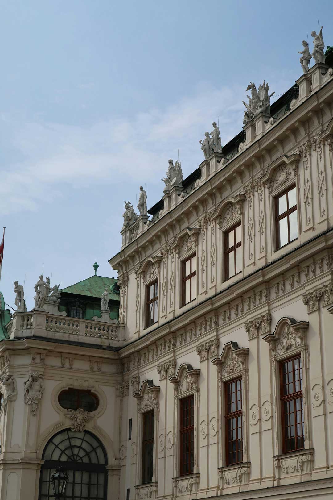 Side view of Belvedere Palace - popular tourist site in Vienna