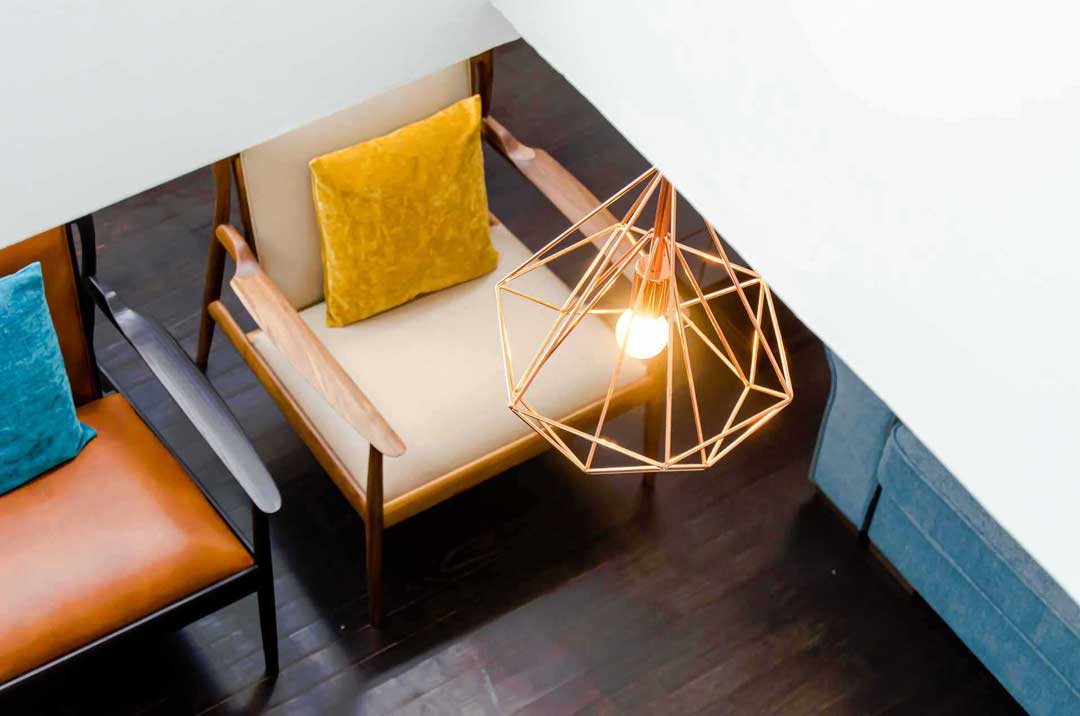 Elegant lounge chairs in city center apartment in Vienna