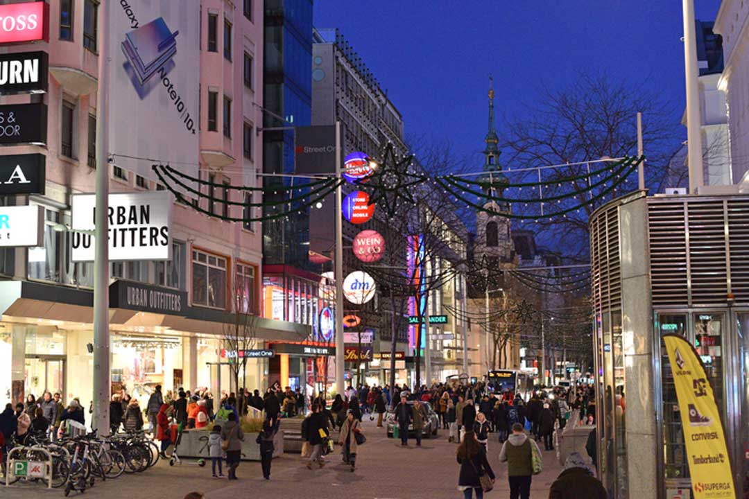 Mariahilfer Straße; a popular shopping street in Vienna