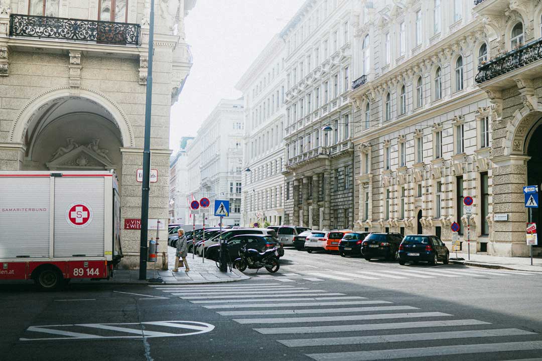 Historical old town, beautiful historic buildings in Viennas 6th district