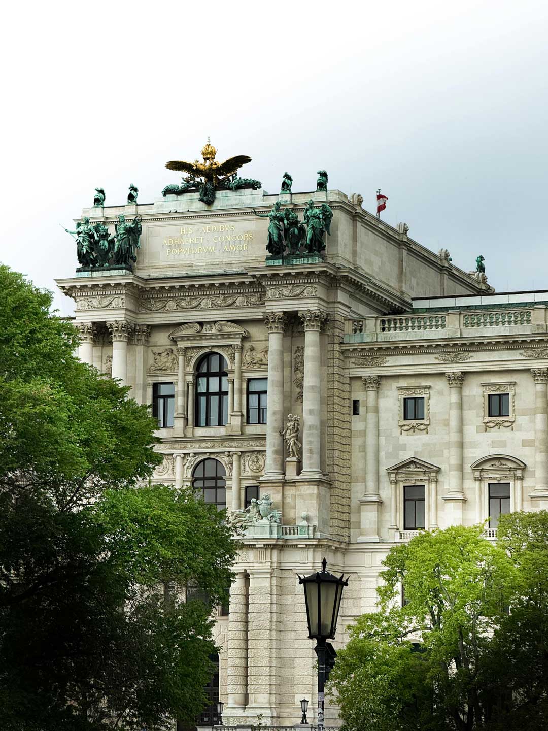View of the national library with blue sky in the back in Vienna in the 1st district (inner city)