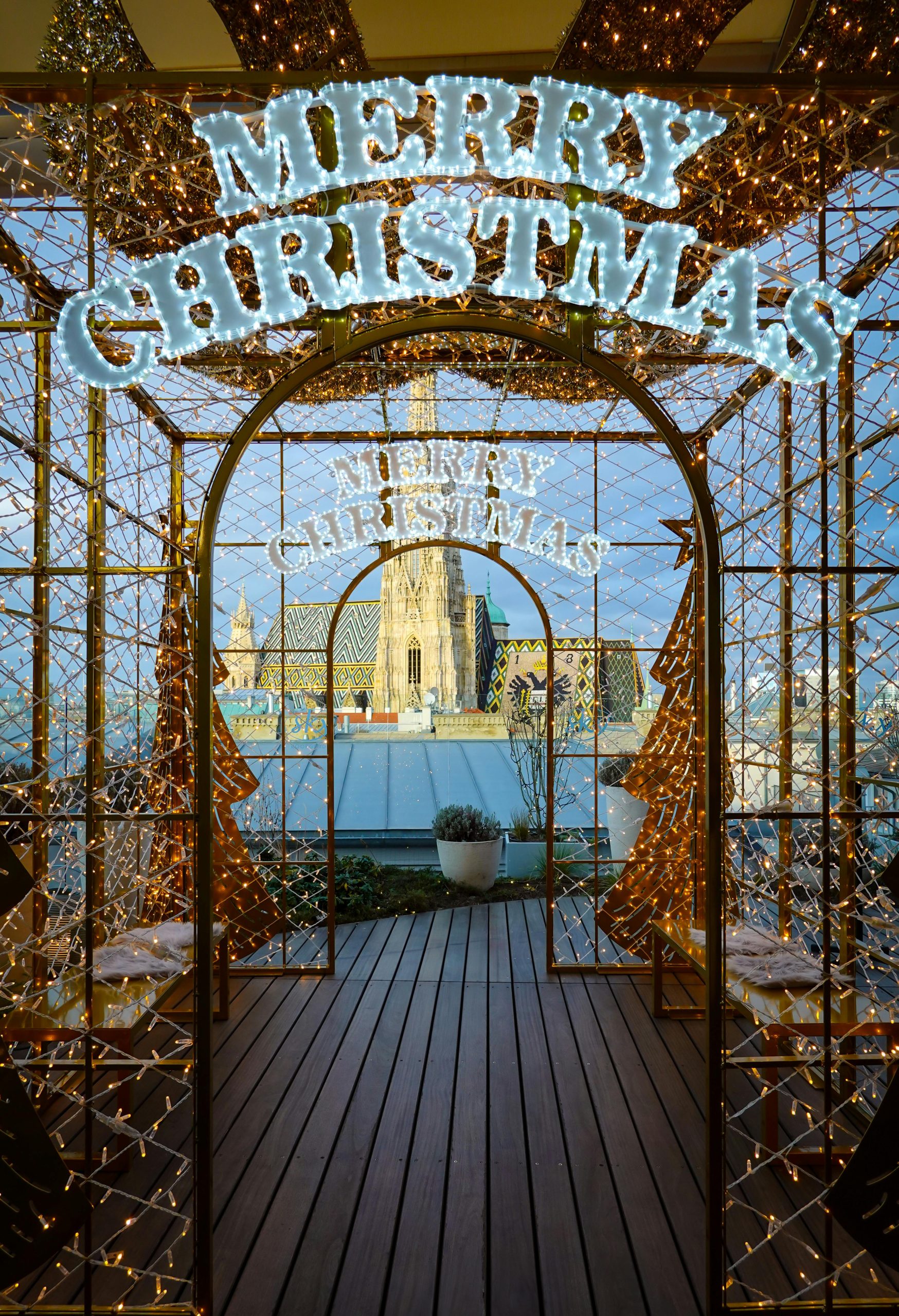 Merry Christmas with view of Stephansdom in the back