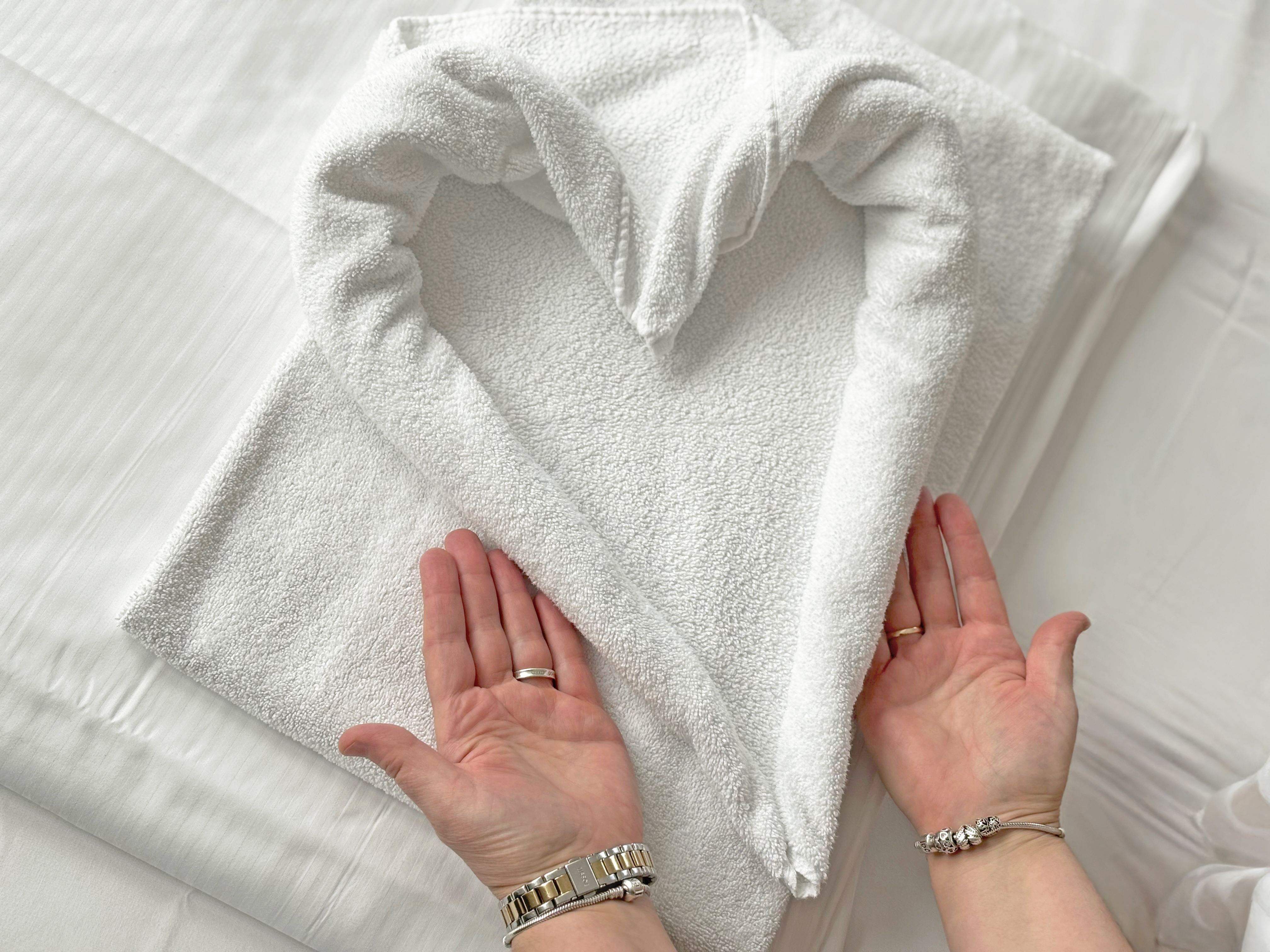 Folded heart towel